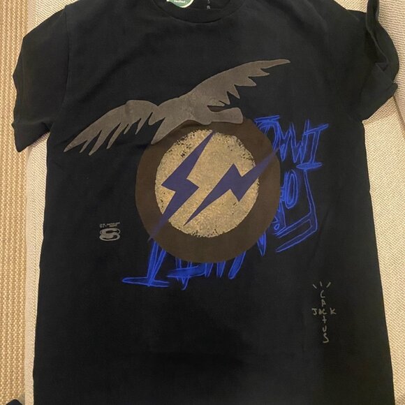 Travis Scott Cactus Jack For Fragment Create T-shirt Washed Black - Picture 3 of 5